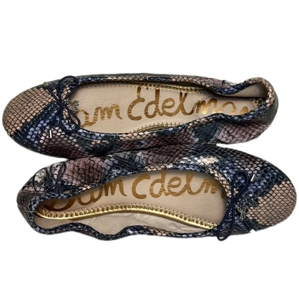 Sam Edelman Felicia Flat Smokey Blue Snake size 6 1/2